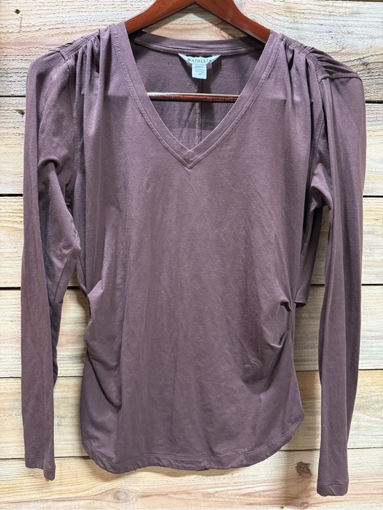 Athleta Tops - Athleta Outbound Women's V-Neck Long Sleeve Tee with Side Ruching Brown M